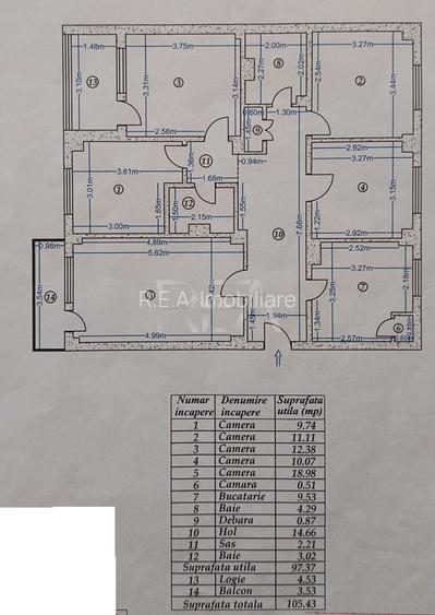 4 camere Chișinău decomandat,centrală,et. 5,an 1981,105 mp - 8
