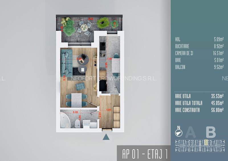 Garsonieră decomandata, langa parc, finalizata 2025, incalzire pardoseala - 16