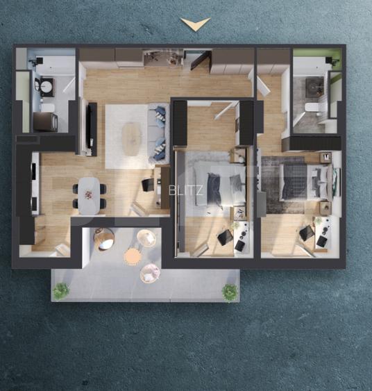 Apartament 3 camere, 81 mp, balcon 15 mp, proiect nou nZEB, zona Rivus - 3