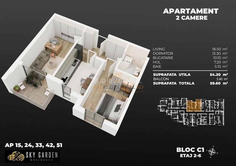 Apartament decomandat cu 2 camere, Comision 0% - acces metrou Berceni - 1