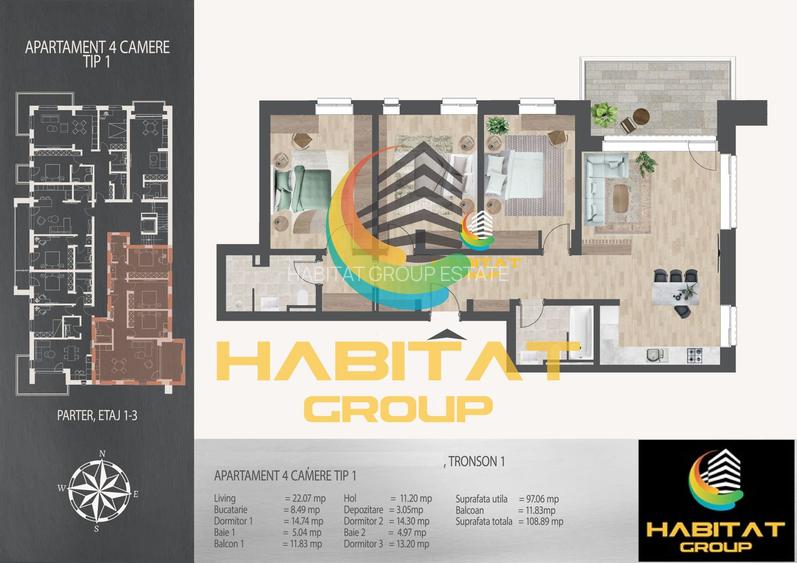 Apartament 4 camere - 7 min de metrou Nicolae Teclu - 8