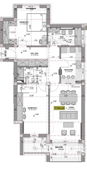 Apartament 3 camere decomandat, 2 băi, logie 9 mp | DaVinci Homes - 1