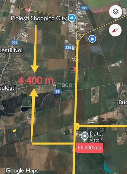 Teren strategic 65.000 mp cu 100 m la DN1 - la 4,4 km de Ploiesti SShopping City - 2