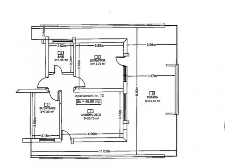 Vand apartament cu 2 camere + 54mpTerasa str. Eroilor-Spartan Floresti - 4