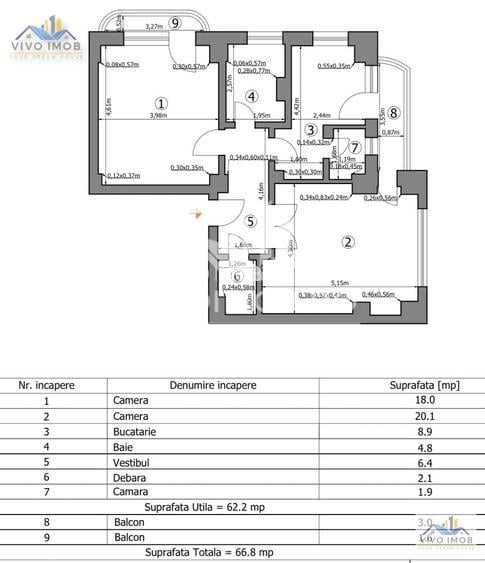Unirii-Bd. Liberatății | 67 mp | bloc monolit | etaj 5 | renovabil - 16
