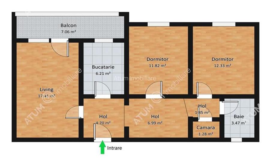 Apartament 3 camere decomandate balcon zona Rahovei din Sibiu - 9