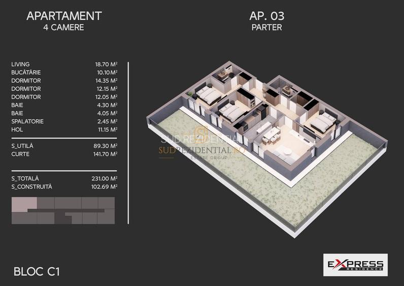 Apartament in imobil nou, 4 camere, curte proprie, zona Grand Arena - 1