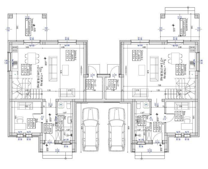 1/2 Duplex, 5 camere, 2 bai, camera tehnica, 119mp, 300mpT , Giarmata! - 14