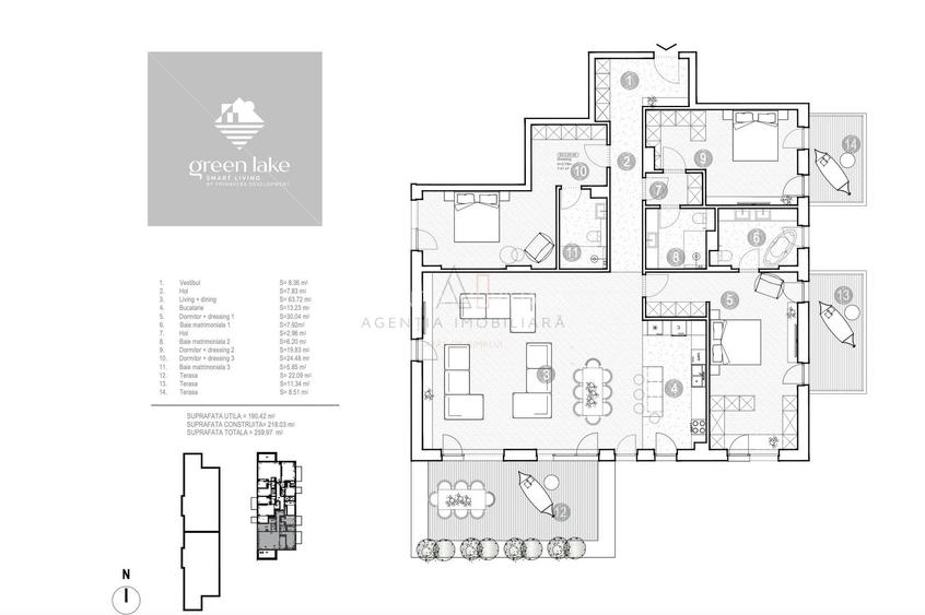 Apartament Spectaculos | 4 Camere | Terasa 22 mp | Green Lake Baneasa - 17
