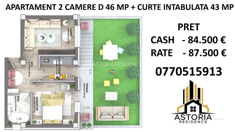 ASTORIA RESIDENCE - Apartament 2 camere D 46 mp + curte 43 mp Lunca Cetatuii - 2