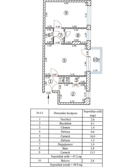 Apartament cu 2 camere in bulevardul Garii, suprafata 47,2 mp, etaj 1, balcon! - 10