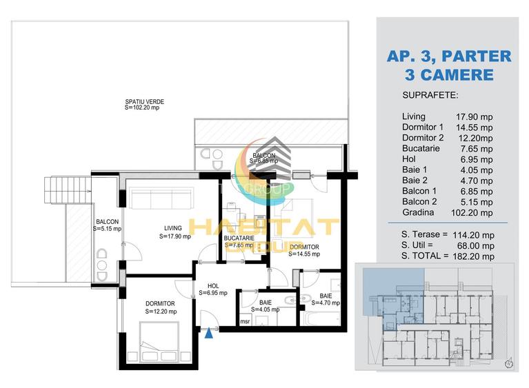 Apartament 3 camere cu Gradina Proprie - Pallady - 1