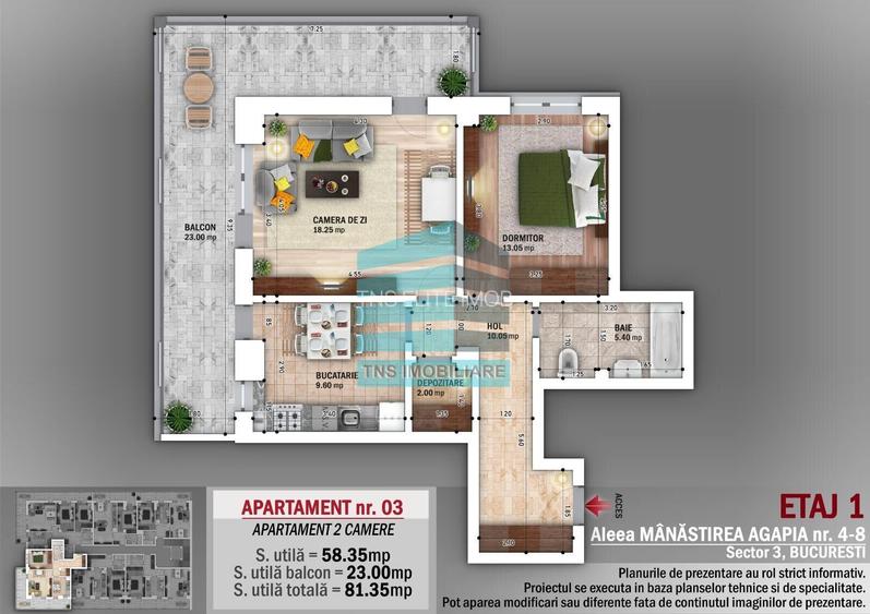 Apartament 2 Camere,Terasa 23 Mp, Titan-Nicolae Grigorescu,Metrou - 5