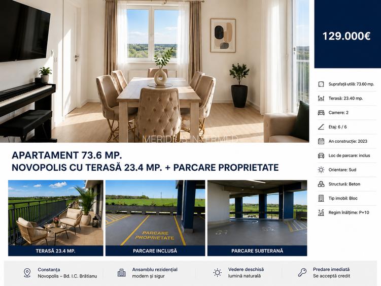 Apartament 73.6 mp. Novopolis cu terasă 23.4 mp. + parcare proprietate - 19