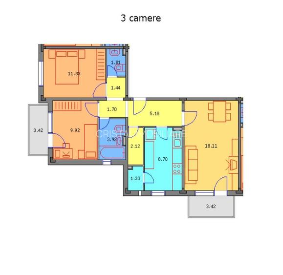 De vanzare apartament 3 camere Apusului - 9