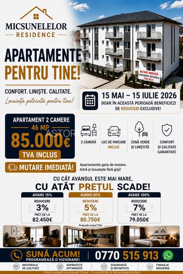INTABULAT Apartament 2 Camere 47 mp + parcare intabulata  Lunca Cetatuii - 2