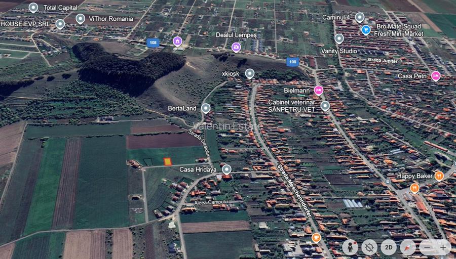 Teren intravilan de vanzare, cu vedere catre Dealul Lempes - Sanpetru - 585 mp - 2