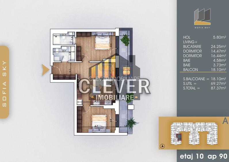 Apartament 3 camere Finalizata, 700 m Metrou Nicolae Teclu - 1