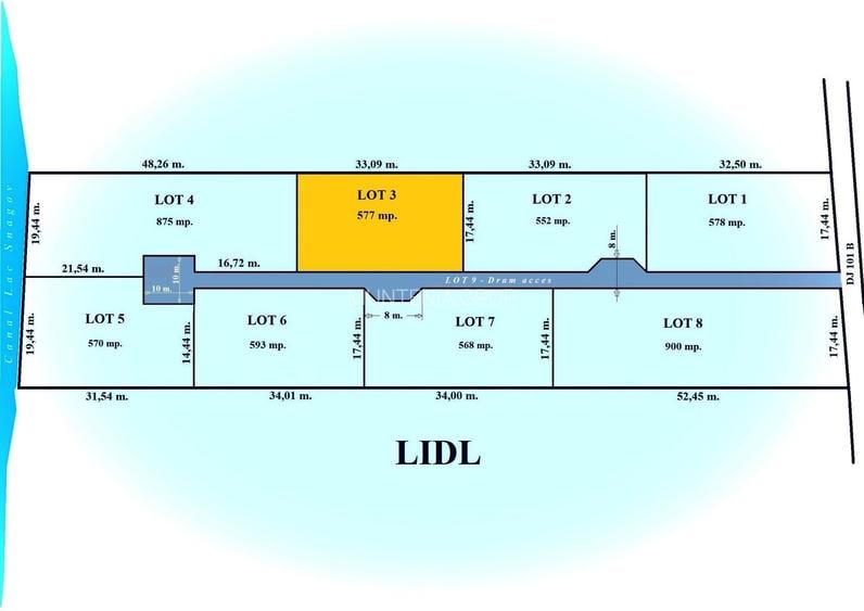 SNAGOV - langa Lidl si padure, 577 mp. teren intravilan cu deschidere de 33 ml. - 2