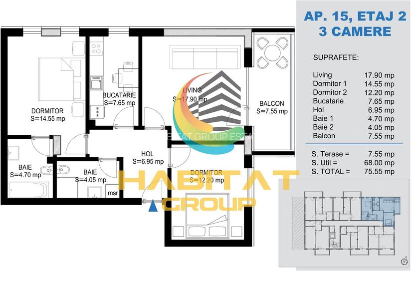 Apartament 3 camere - metrou Nicolae Teclu - 1