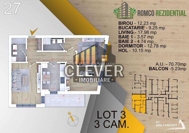 3 camere decomandat, energie proprie - Parcul Teilor - 1