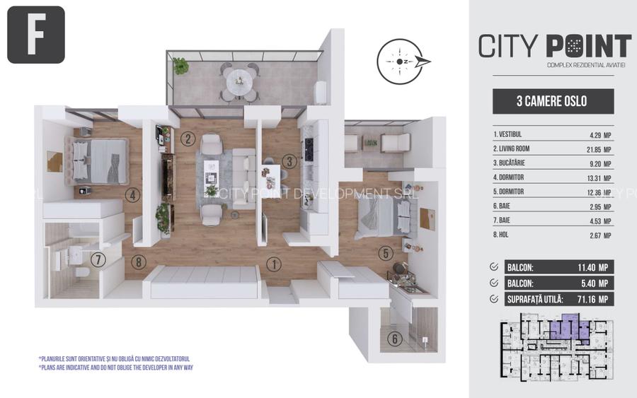 Apartament 3 camere de vanzare - City Point Aviatiei - 10
