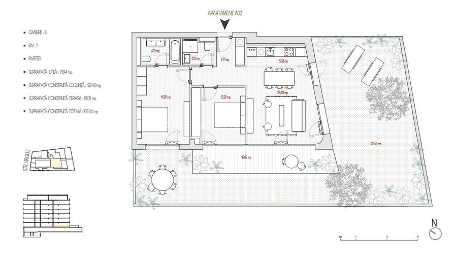 3 CAMERE || 2 BAI || GRADINA 90 MP || VIRGILIU - 1