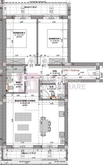 Apartament 3 camere | Doamna Stanca | etaj 2 | incalzire pardoseala | 2 - 5