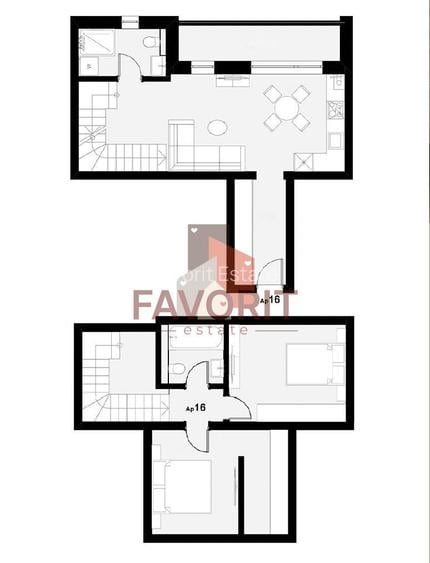 Comision 0%. Etaj 2. Apartament pe 2 nivele. 2 locuri de parcare - 19
