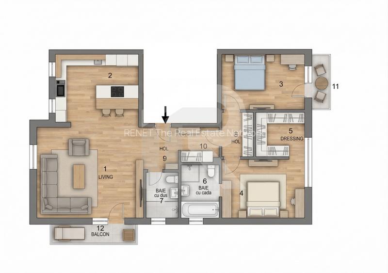 3 camere - 102 mp utili - 2 parcări,  lângă Pădurea Băneasa - Greenfield Blue - 18