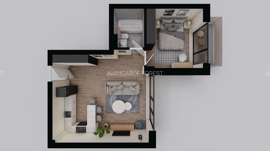 Apartament 2 Camere | 3m Înălțime | Ferestre Floor-to-Ceiling - AVANGARDE FOREST - 18