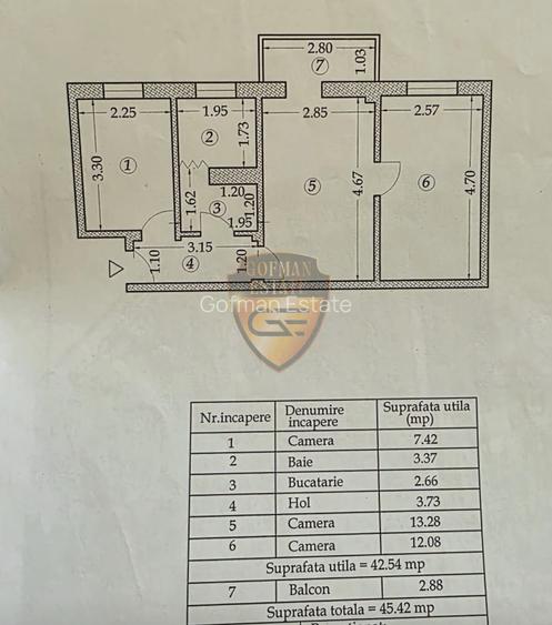 3 Camere Zona Tomis Nord / Ciresica / Campus 45.42mp , balcon 2.88mp et 3/4 - 6
