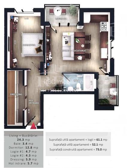 Apartamente cu 2 camere bloc nou in Floresti zona Vivo - 15