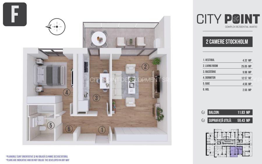Apartament 2 camere de vanzare - City Point Aviatiei - 10