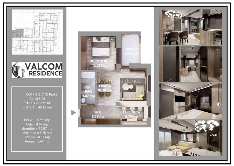 Valcom Residence Bartolomeu, Studio 2 camere, terasa 5.44 mp, Comision 0% - 5
