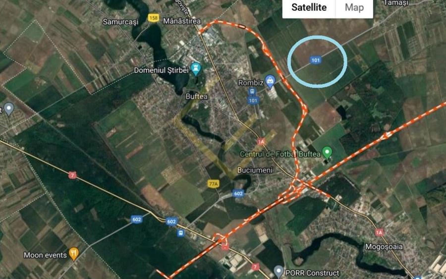 Vanzare teren Buftea TAMAS acces Autostrada A0 si Centura ocolitoare Buftea