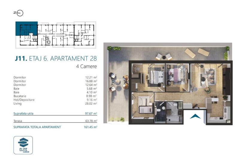 Apartament cu 4 camere, 98 mp, Ansamblu Rezidential, zona RIVUS - 2