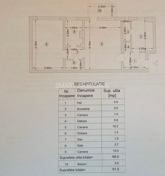 Apartament 2 Podu Ros - 51mp - etaj intermediar - 1