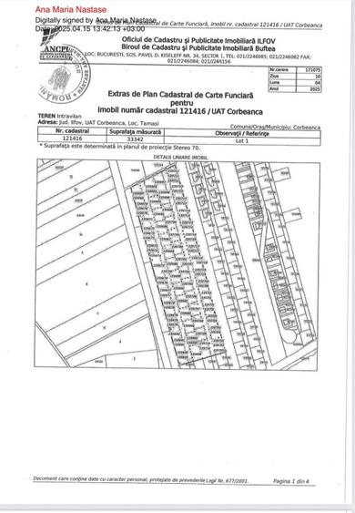 CORBEANCA! Teren intravilan 40,000 mp/ Proiect Rezidential Aprobat pt 69 de Vile