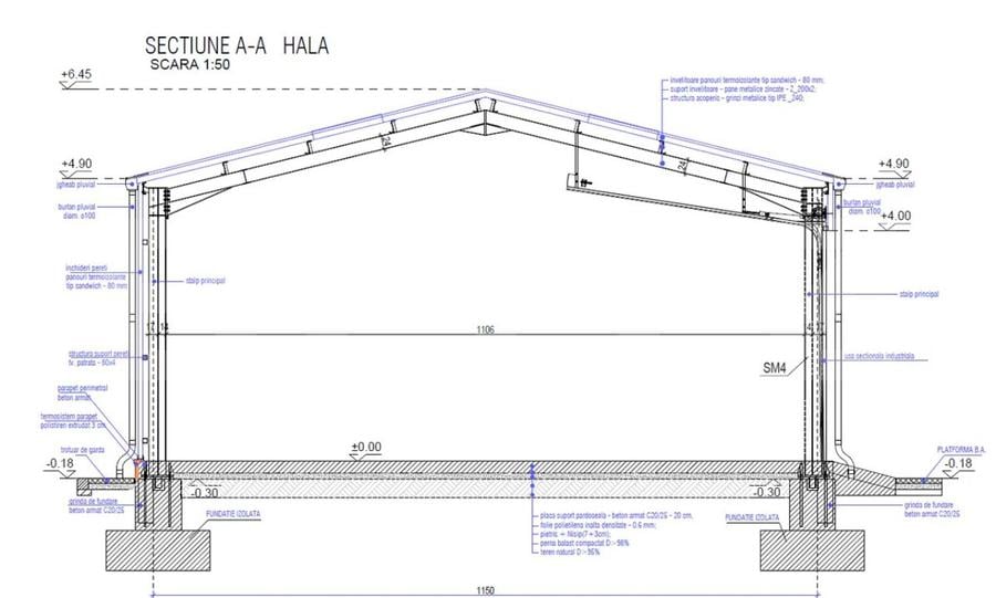 Hala moderna 600 mp,platforma betonata 2000 mp cu acces facil autostrada A3