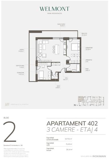 Dezvoltator, Apartament trei camere , Welmont/Rokman