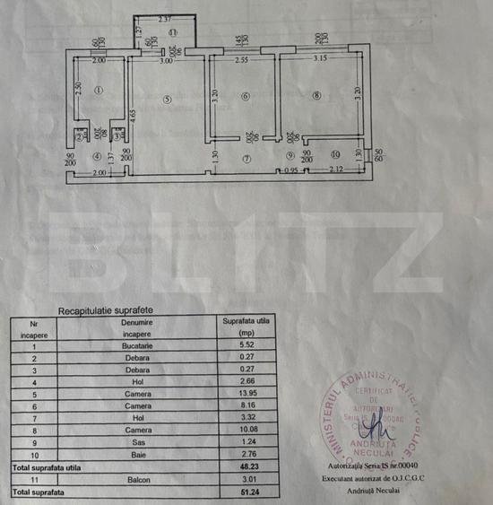 Apartament 3 camere, 50 mp, zona Alexandru cel Bun