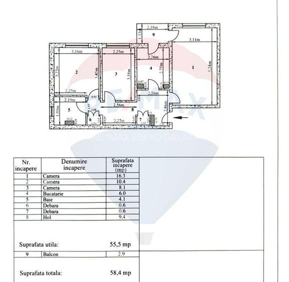Apartament cu 3 camere de vânzare, decomandat Micro 17- Galați - 14