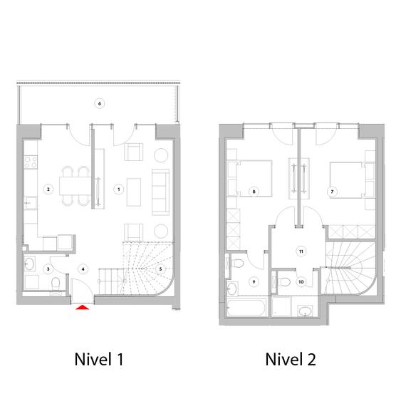 Duplex cu 3 camere - Tip D3A1