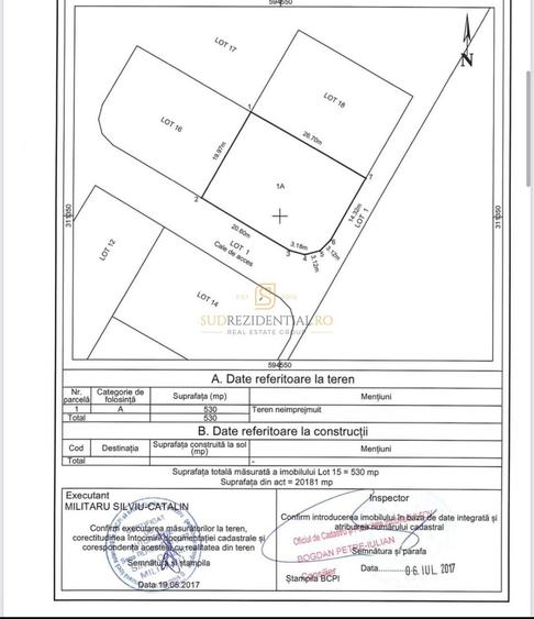 Teren intravilan 530 mp cu dubla deschidere - Comuna Berceni