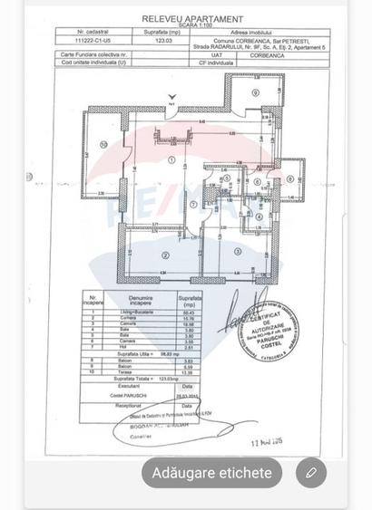 Vânzare Apartament 3 Camere | 100 mp Utili | Terasa 13 mp in Corbeanca