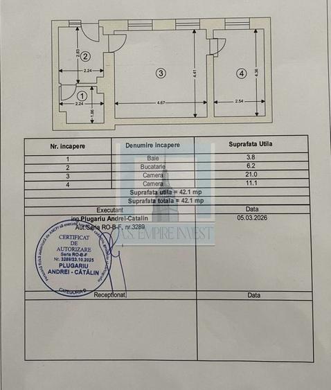 Apartament 2 camere , 42 mp- zona Centru Istoric