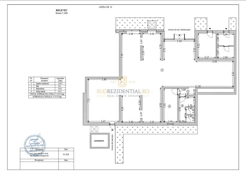 Spatiu comercial 252 mp, vitrina 12 ml, acces dublu, Bd. Metalurgiei - 1