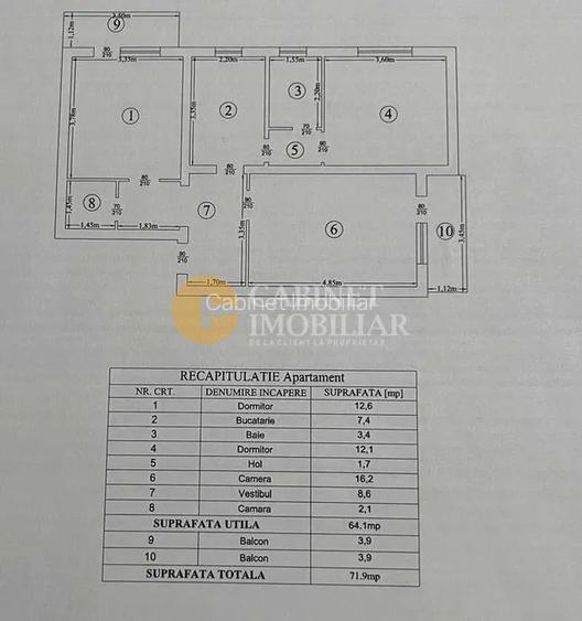 3 camere, Tatarasi nord, fara risc, 2 balcoane inchise, liber! - 6