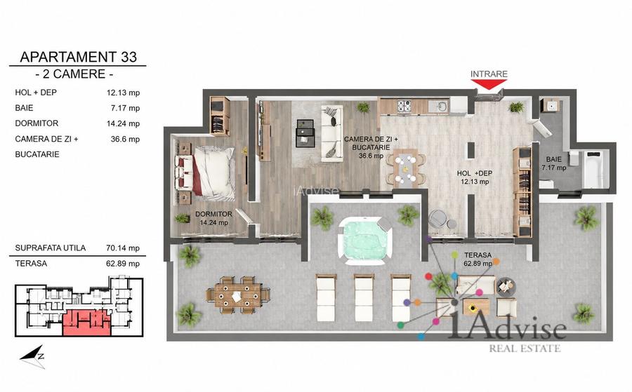 APARTAMENT – 2 CAMERE CU TERASĂ SPECTACULOASĂ 62,89 MP - 7